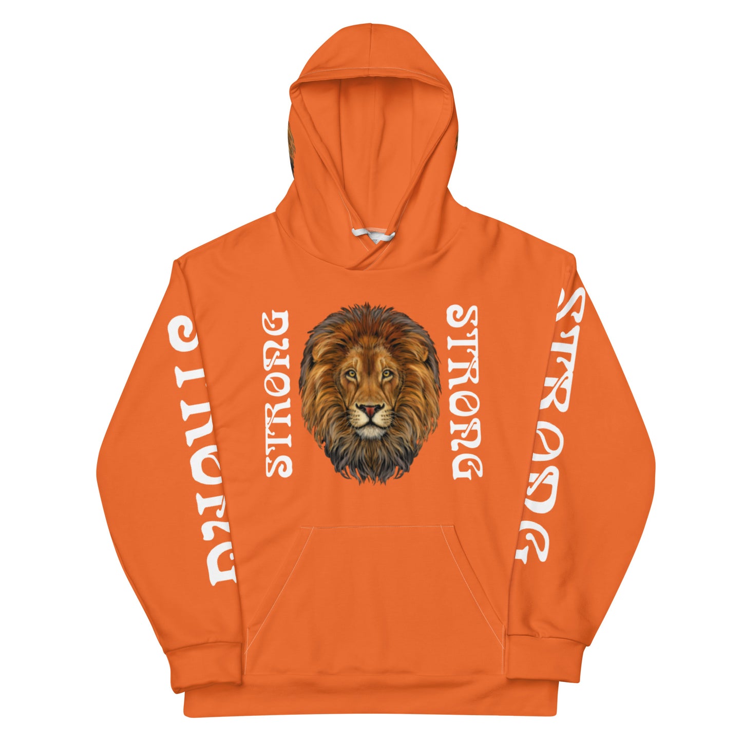 “STRONG”Orange DoubleView Unisex Hoodie W/White Font