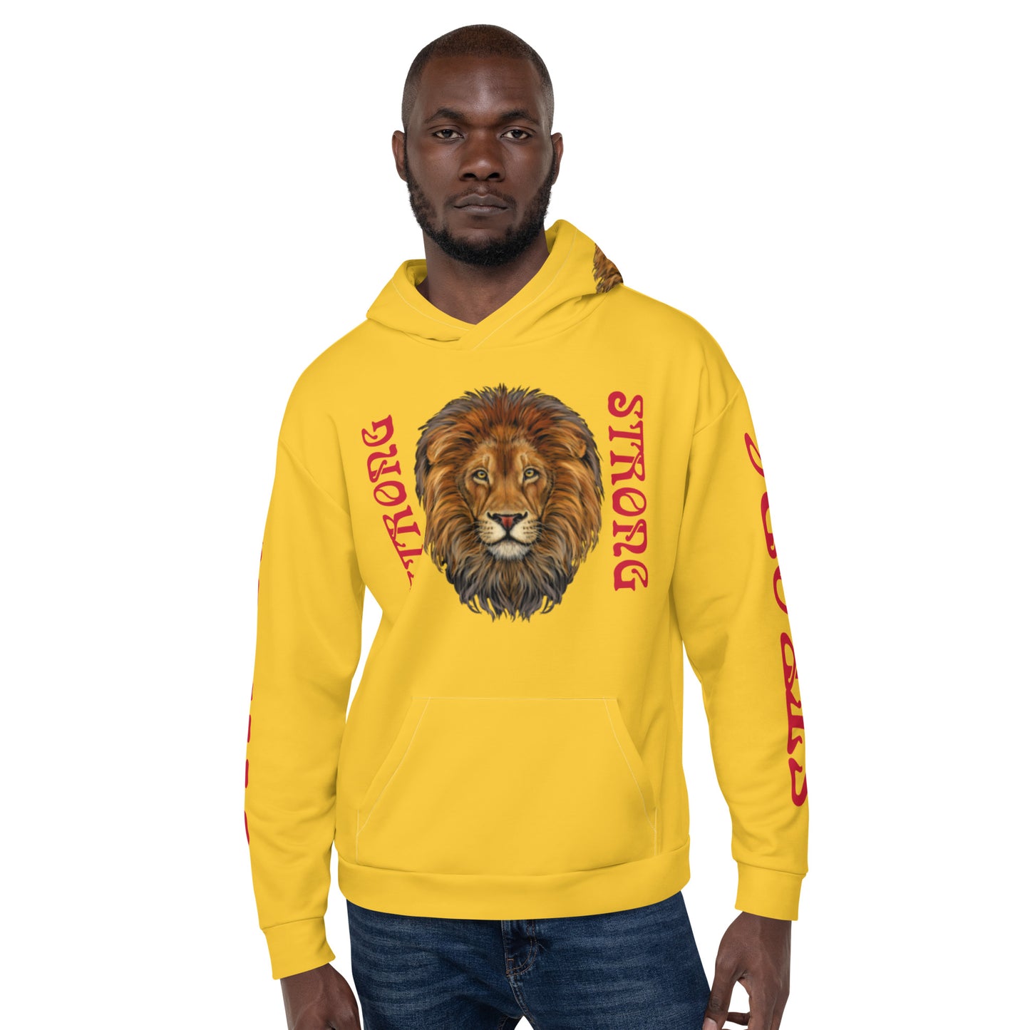 “STRONG”Yellow DoubleView Unisex Hoodie W/Red Font