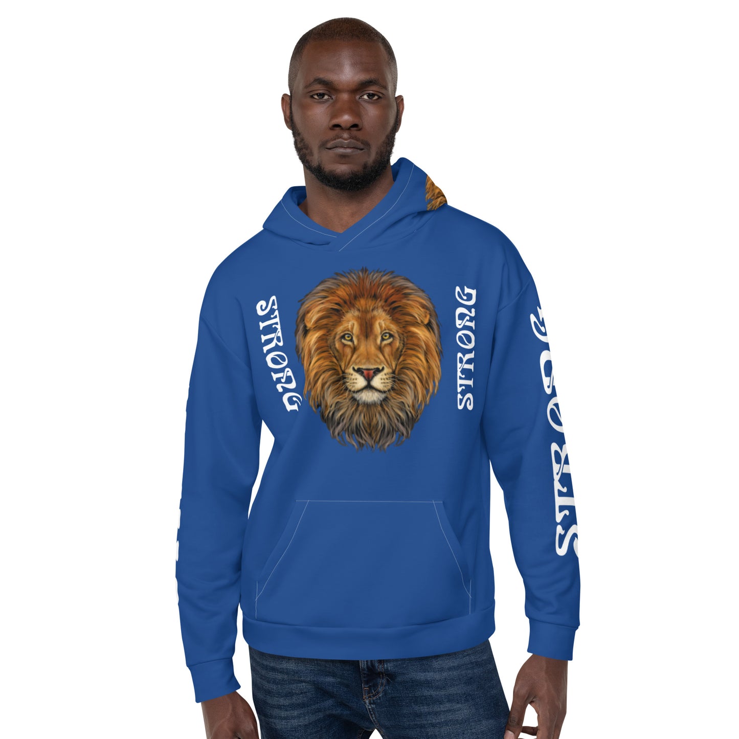 “STRONG”Royal Blue DoubleView Unisex Hoodie W/White Font