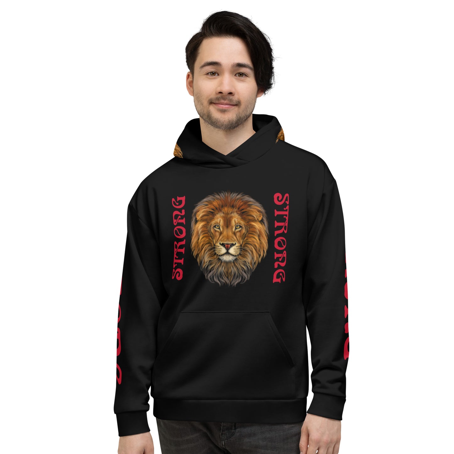 “STRONG”Black DoubleView Unisex Hoodie W/Red Font