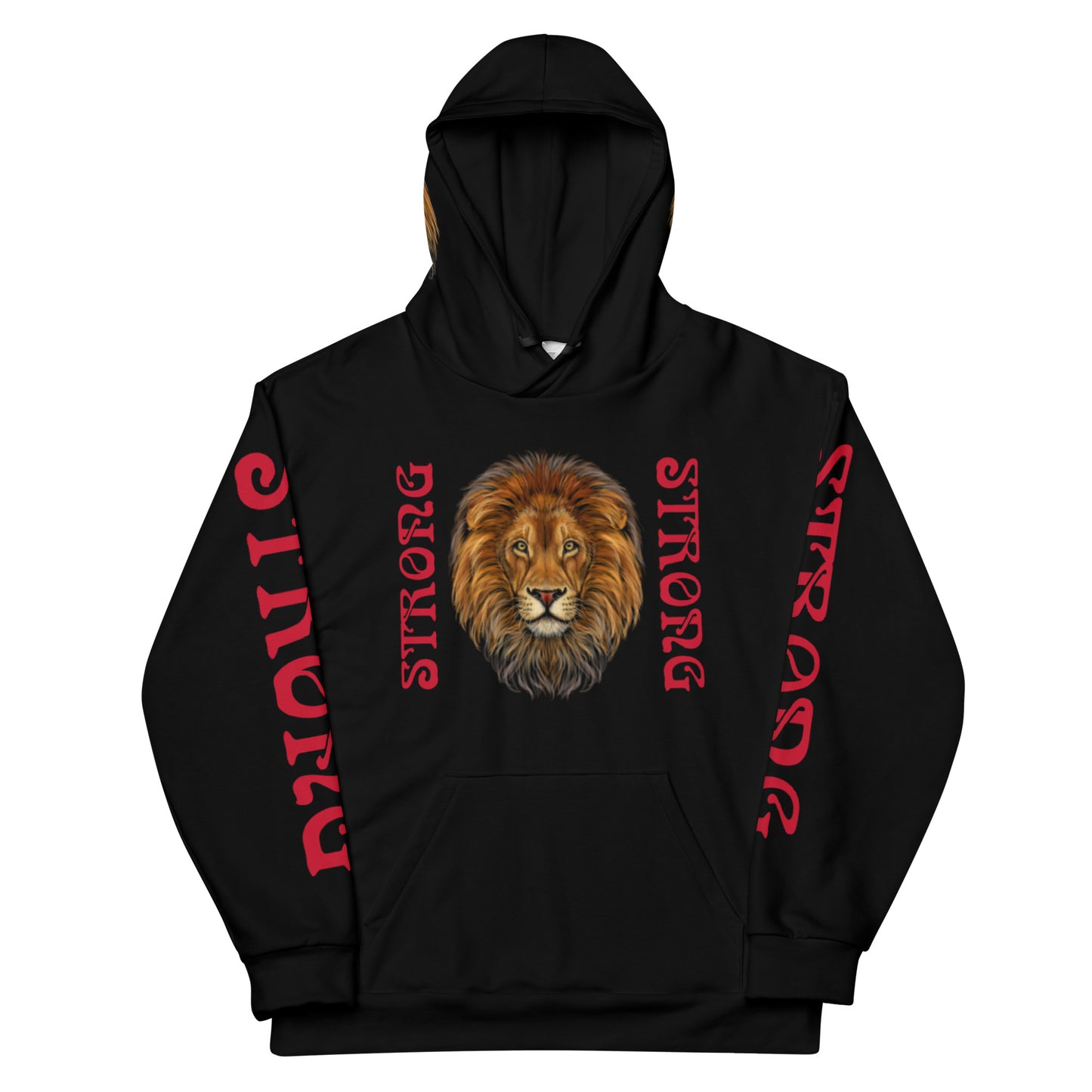“STRONG”Black DoubleView Unisex Hoodie W/Red Font