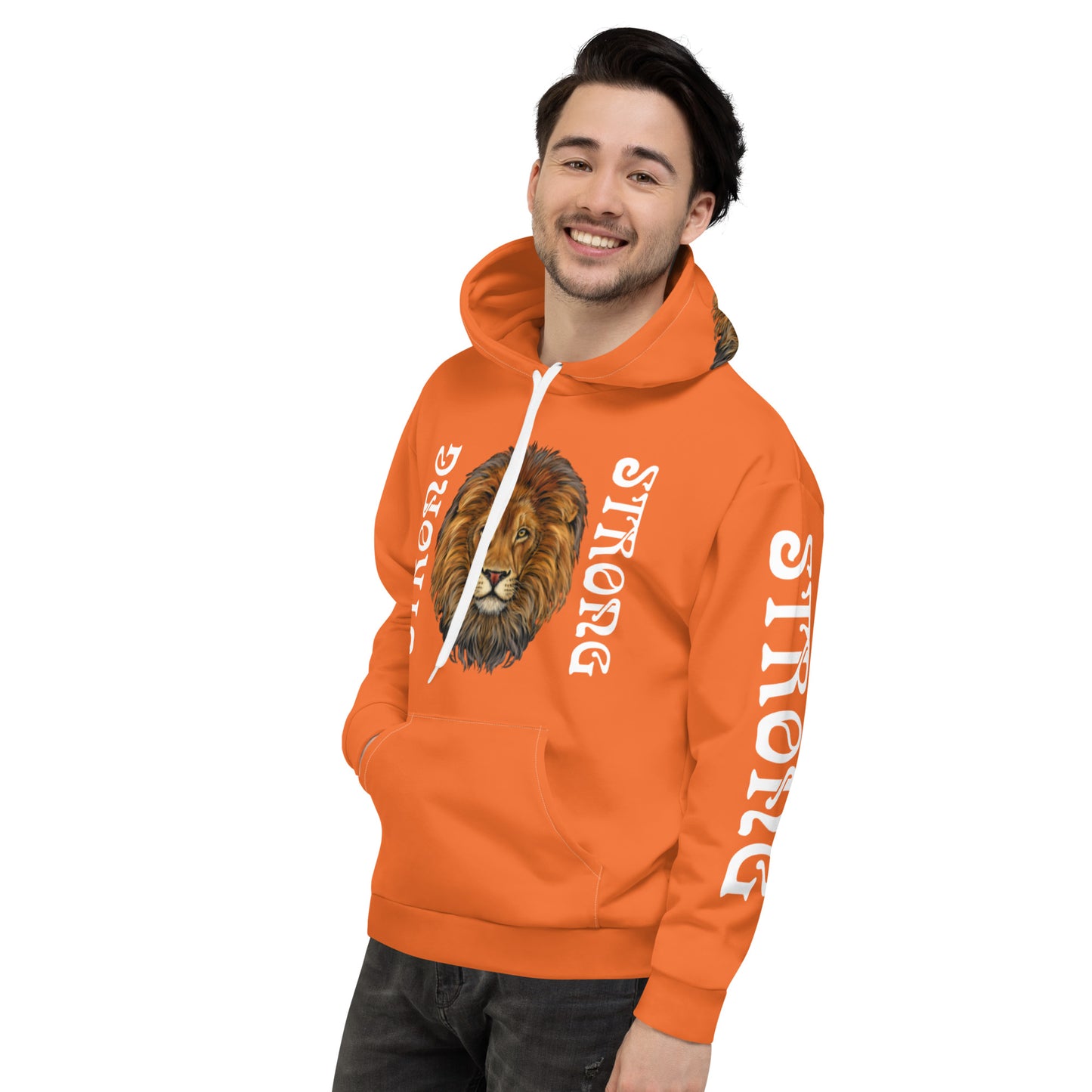 “STRONG”Orange DoubleView Unisex Hoodie W/White Font