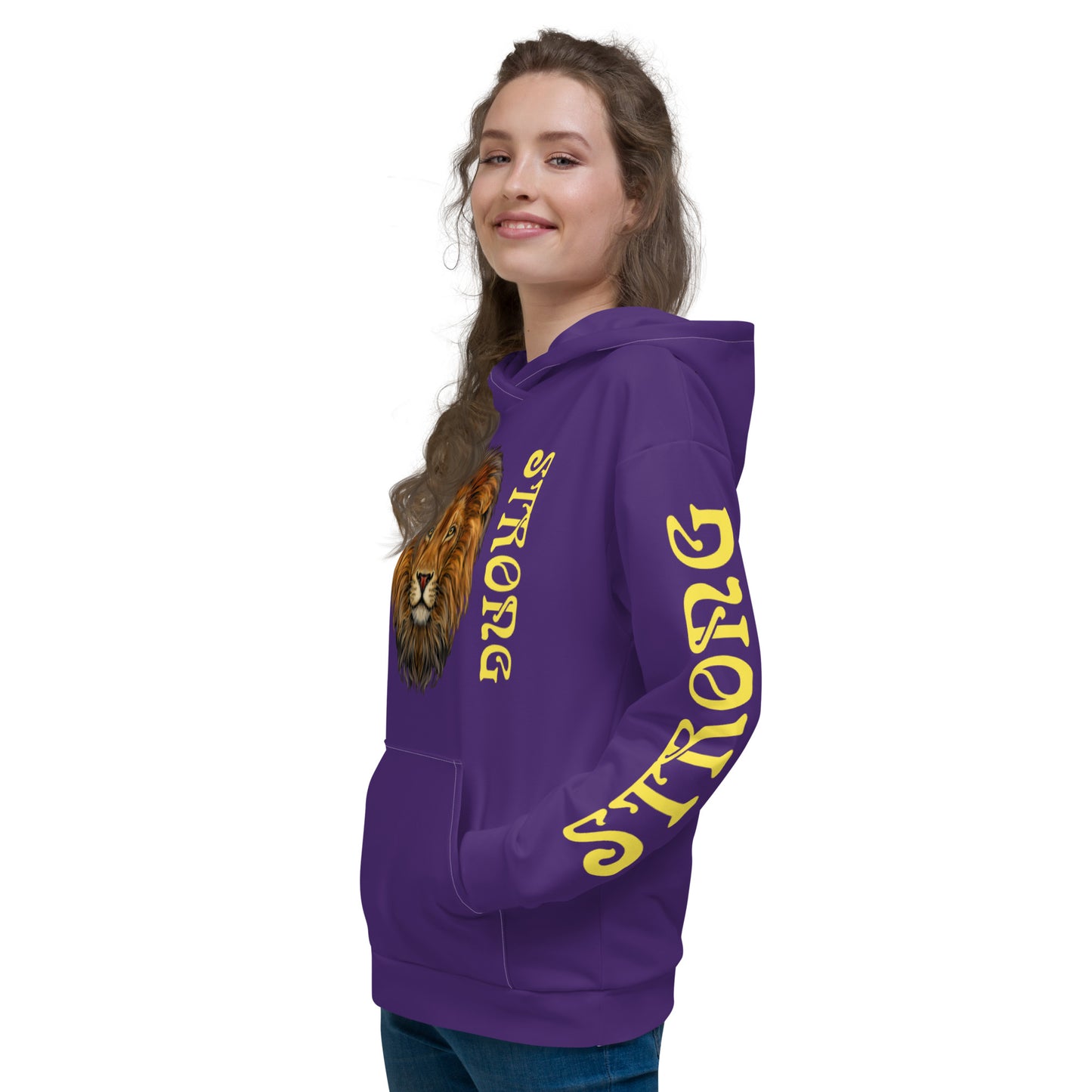 “STRONG”Purple DoubleView Unisex Hoodie W/Yellow Font
