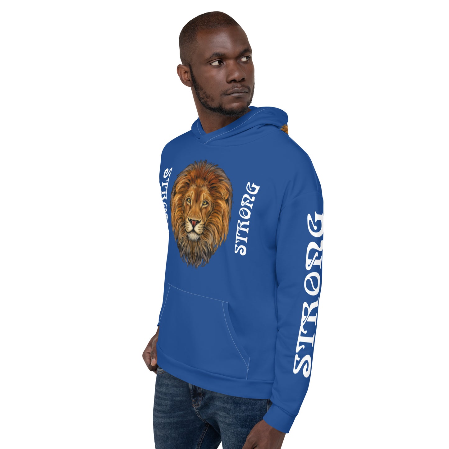 “STRONG”Royal Blue DoubleView Unisex Hoodie W/White Font