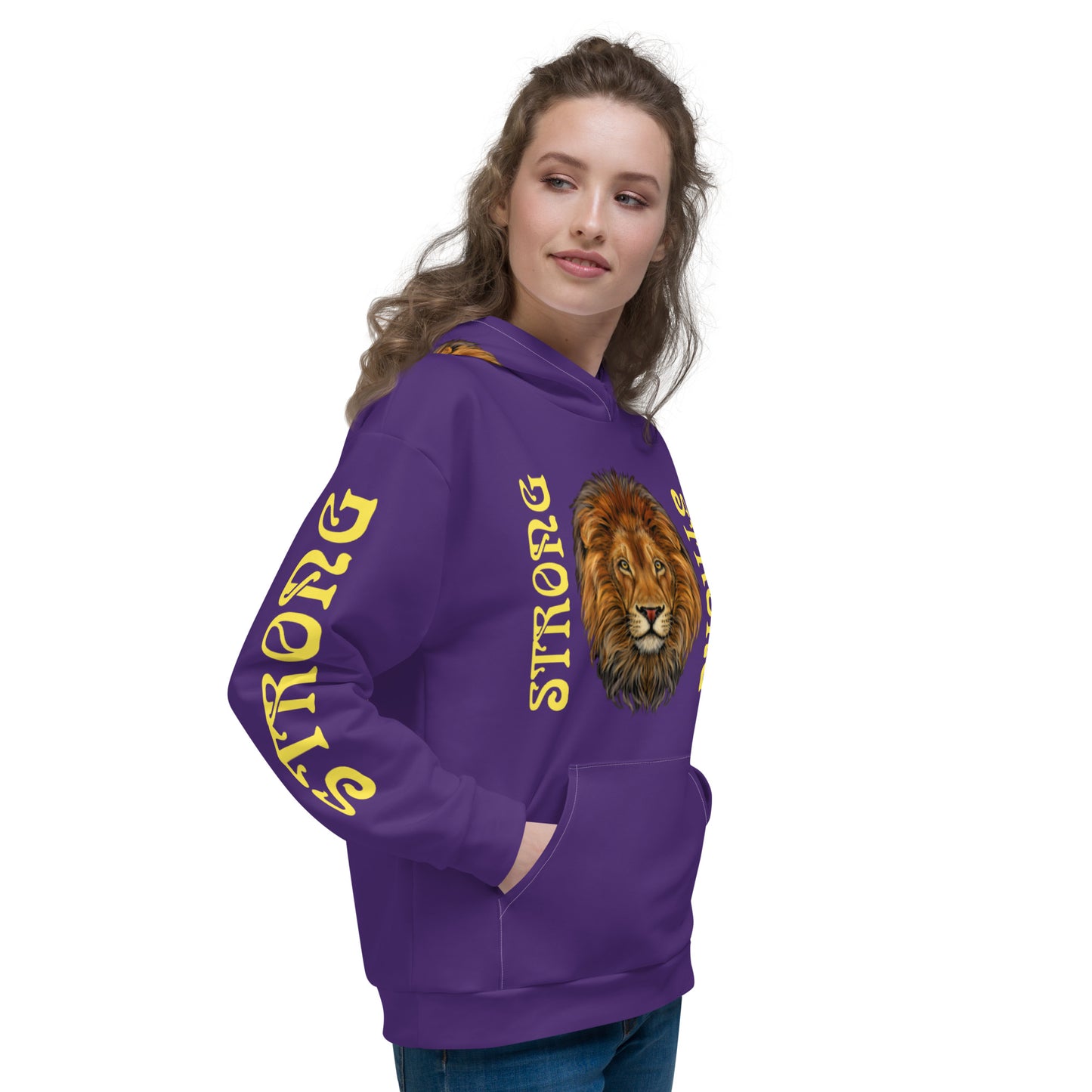 “STRONG”Purple DoubleView Unisex Hoodie W/Yellow Font