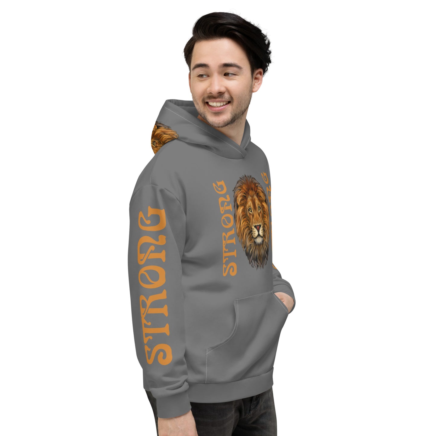 “STRONG”Grey DoubleView Unisex Hood W/Bronze Font
