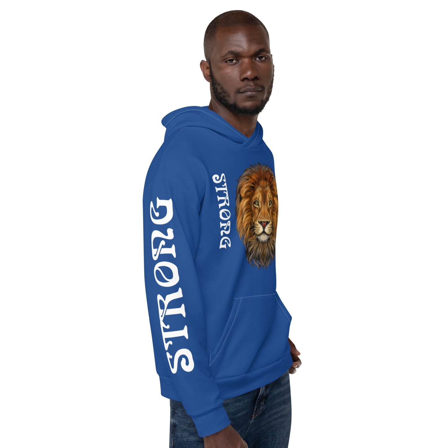 “STRONG”Royal Blue DoubleView Unisex Hoodie W/White Font
