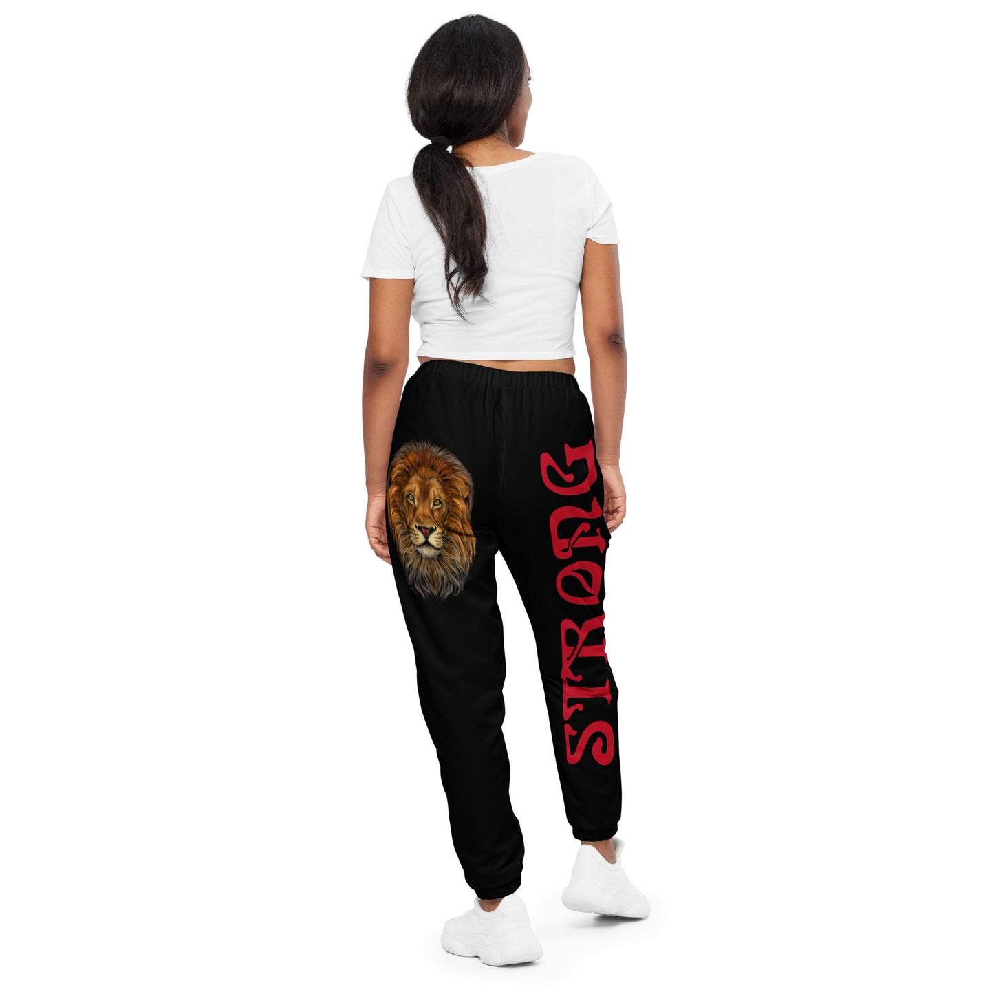 “STRONG”Black Unisex Track Pants W/Red Font