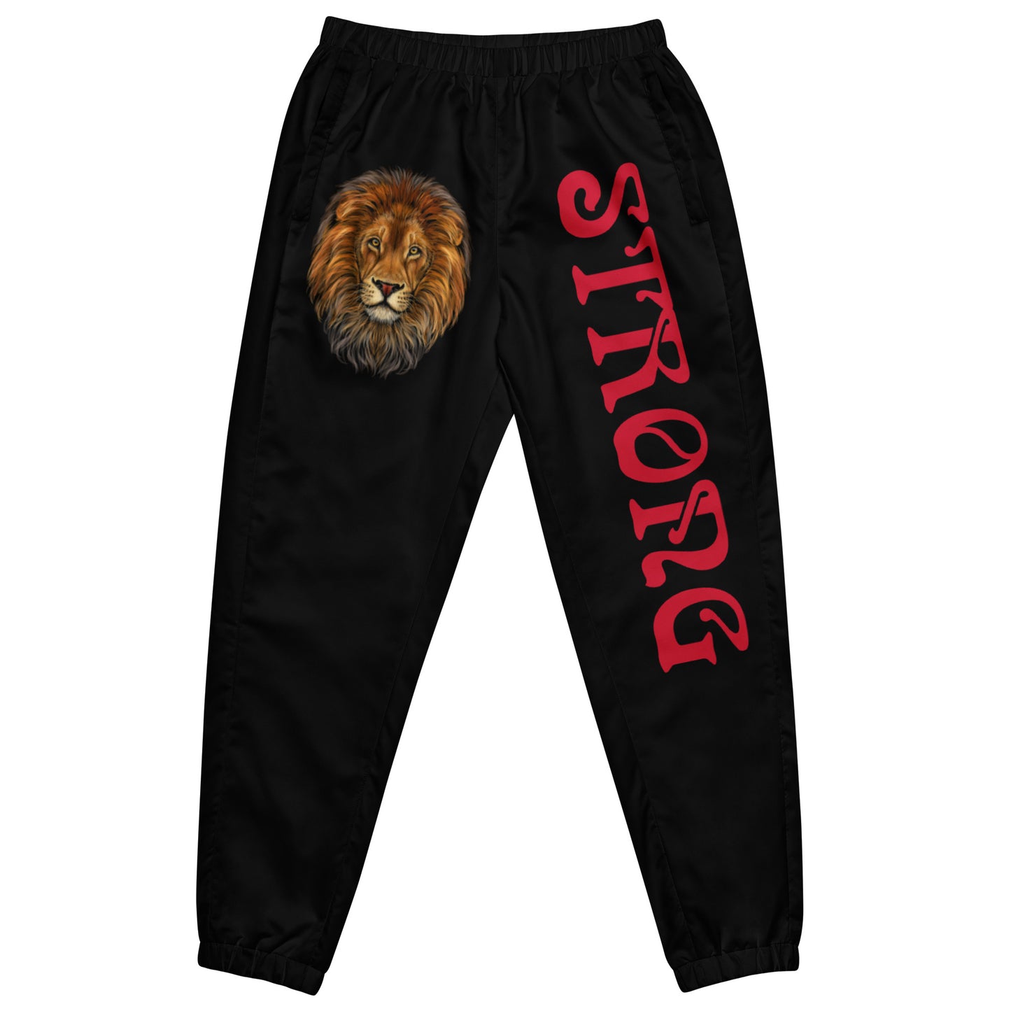 “STRONG”Black Unisex Track Pants W/Red Font