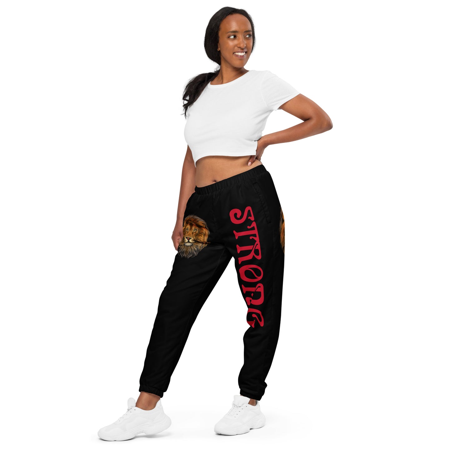 “STRONG”Black Unisex Track Pants W/Red Font