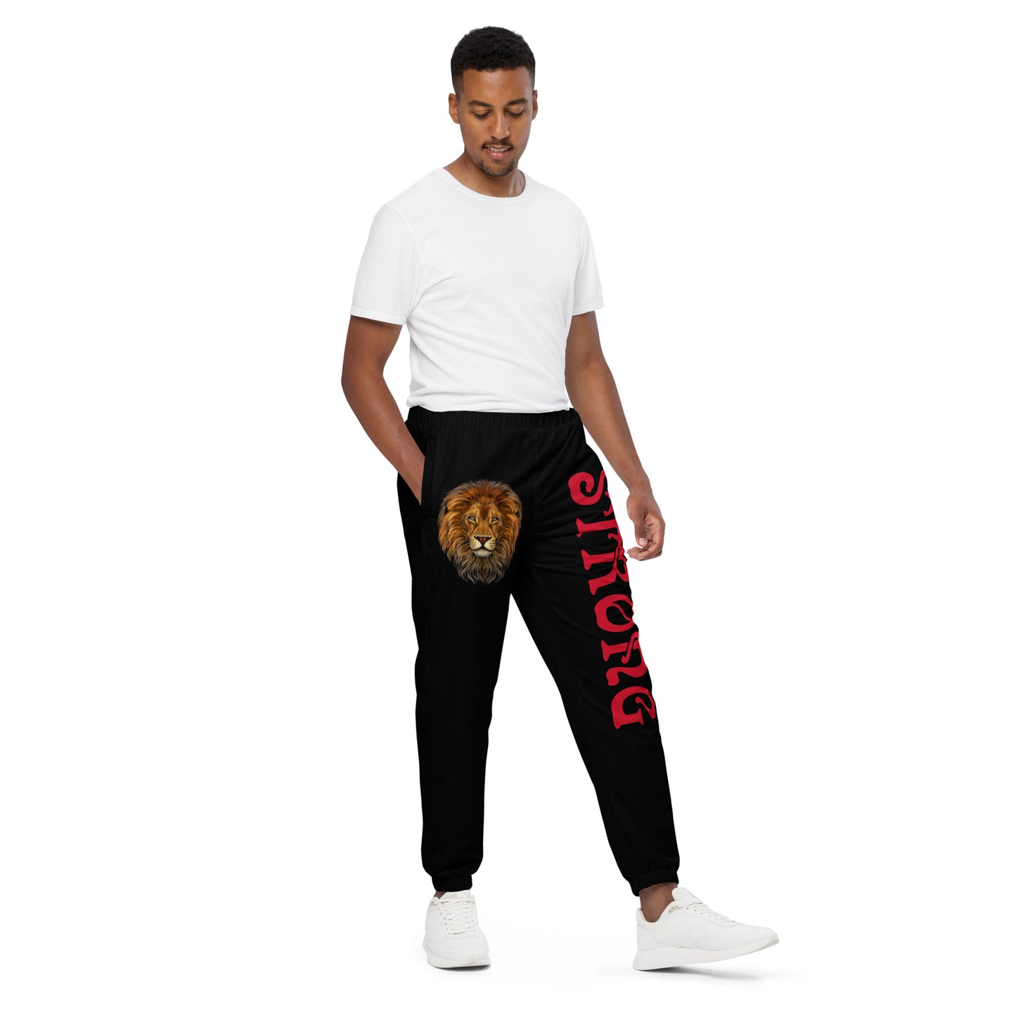 “STRONG”Black Unisex Track Pants W/Red Font