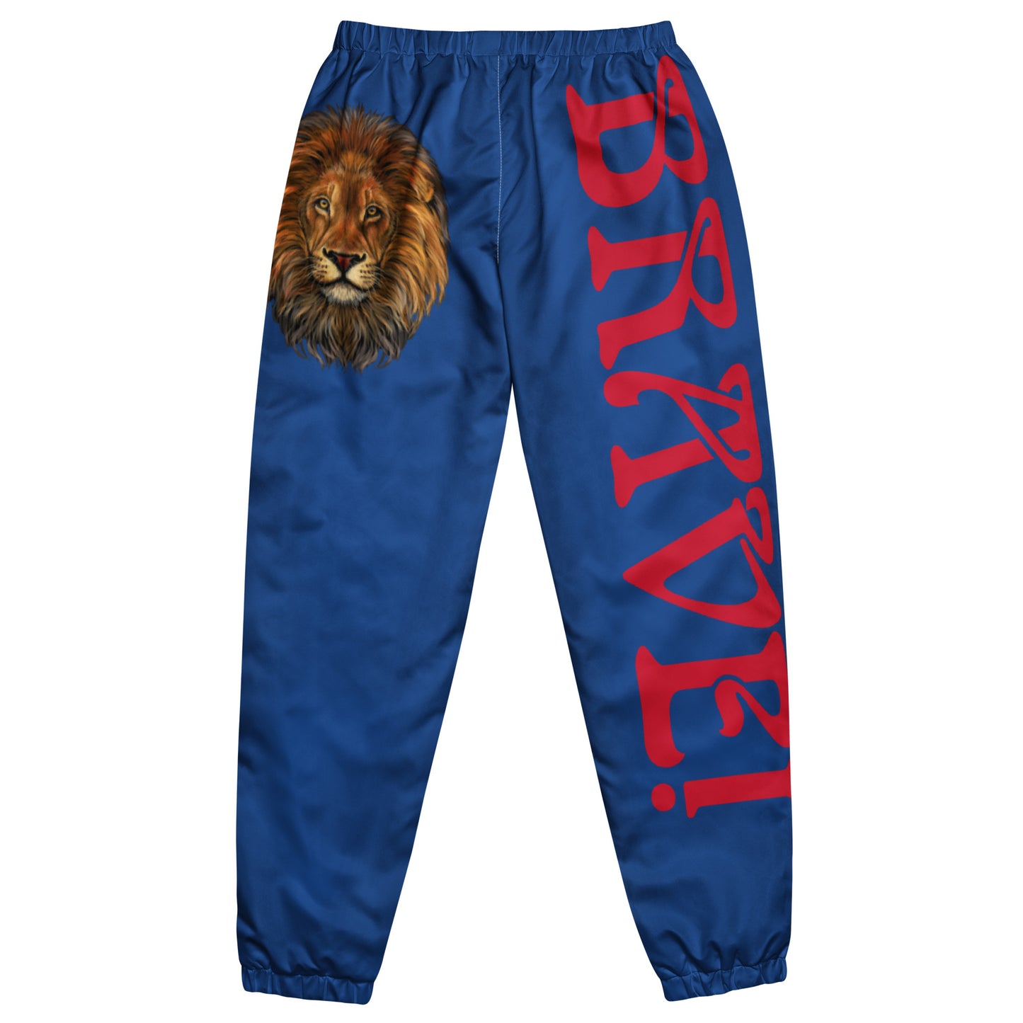 “BRAVE!”Blue Unisex Track Pants W/Red Font