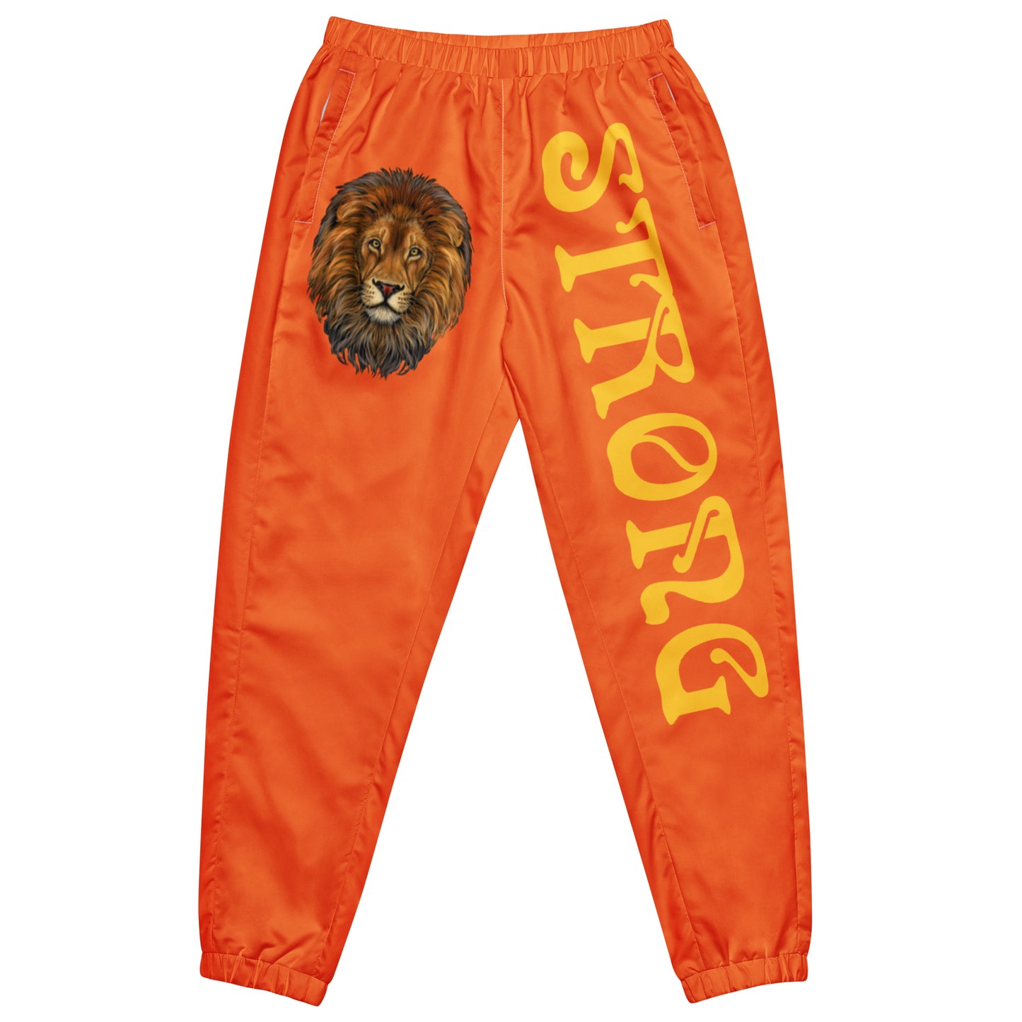 “STRONG”Orange Unisex Track Pants W/Yellow Font
