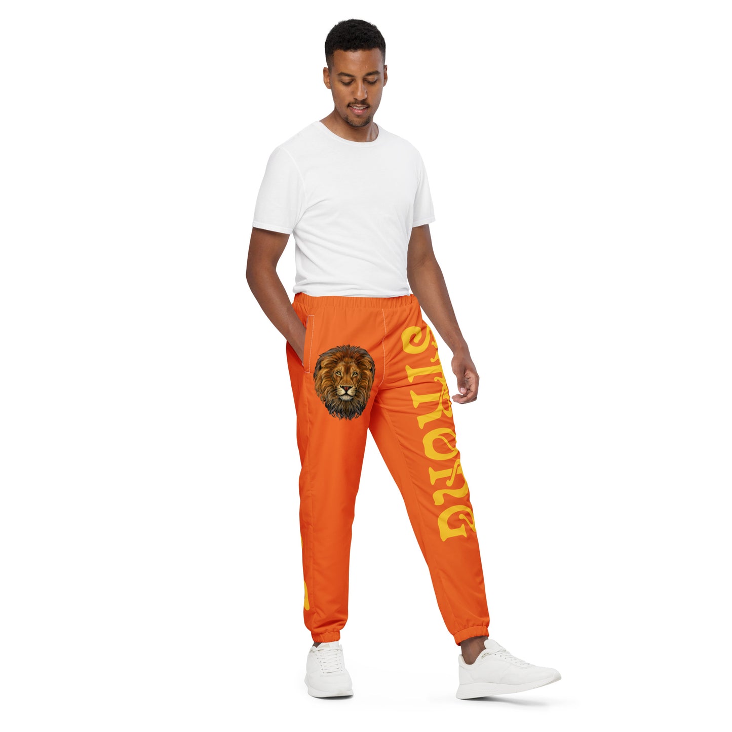 “STRONG”Orange Unisex Track Pants W/Yellow Font
