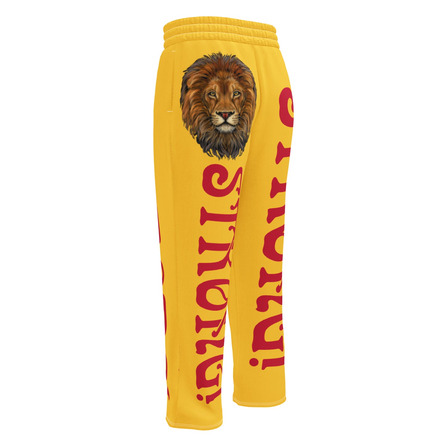 “STRONG!”Yellow Wide-Leg Joggers W/Red Font