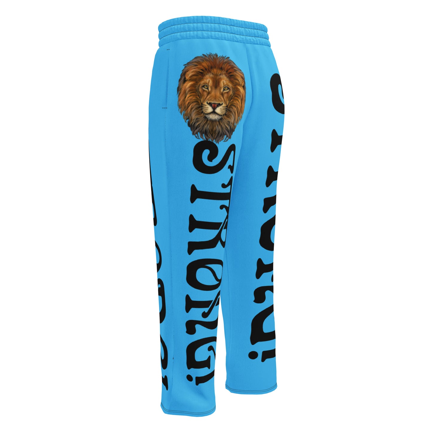 “STRONG!”SkyBlue Wide-Leg Joggers W/Black Font