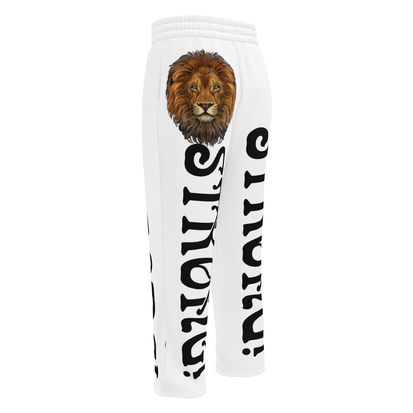 “STRONG!” White Wide-Leg Joggers W/Black Font