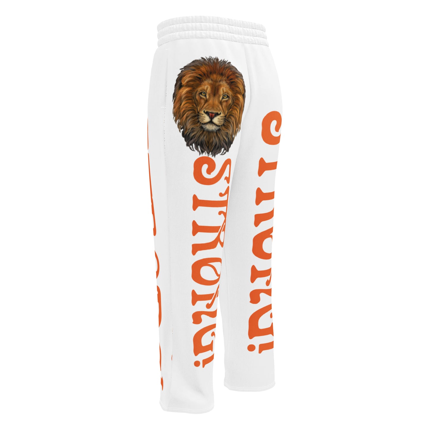 “STRONG!” White Wide-Leg Joggers W/Orange Font