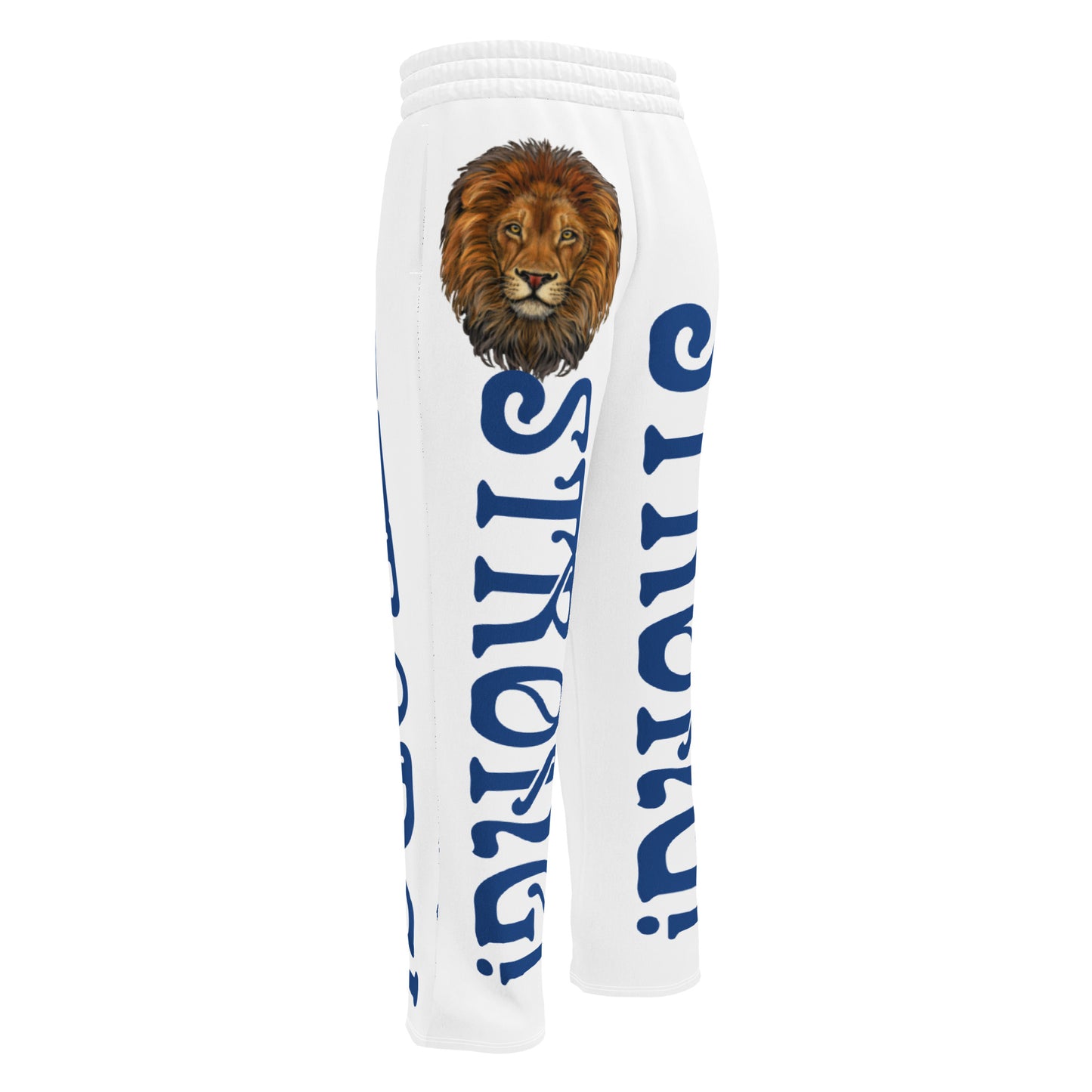 “STRONG!” White Wide-Leg Joggers W/Navy Font