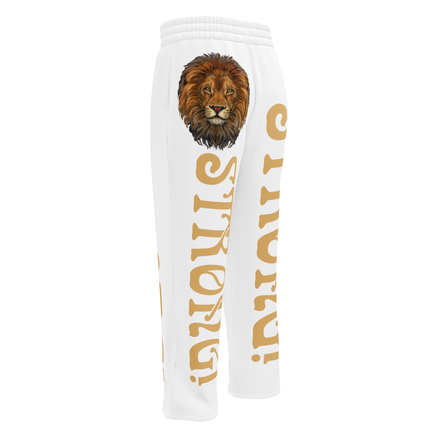 “STRONG!” White Wide-Leg Joggers W/Fawn Font