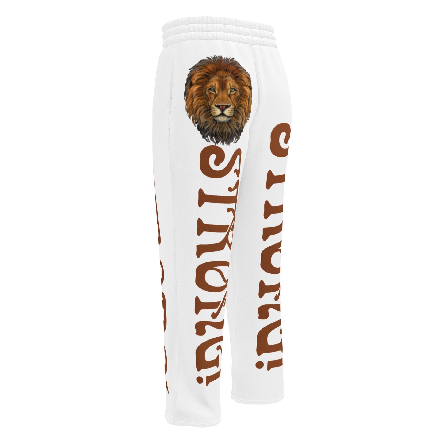 “STRONG!” White Wide-Leg Joggers W/Brown Font