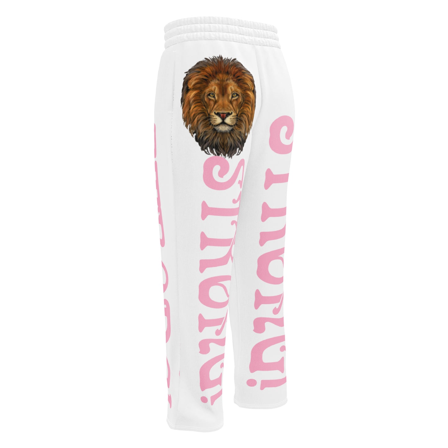 “STRONG!” White Wide-Leg Joggers W/Cotton Candy Font