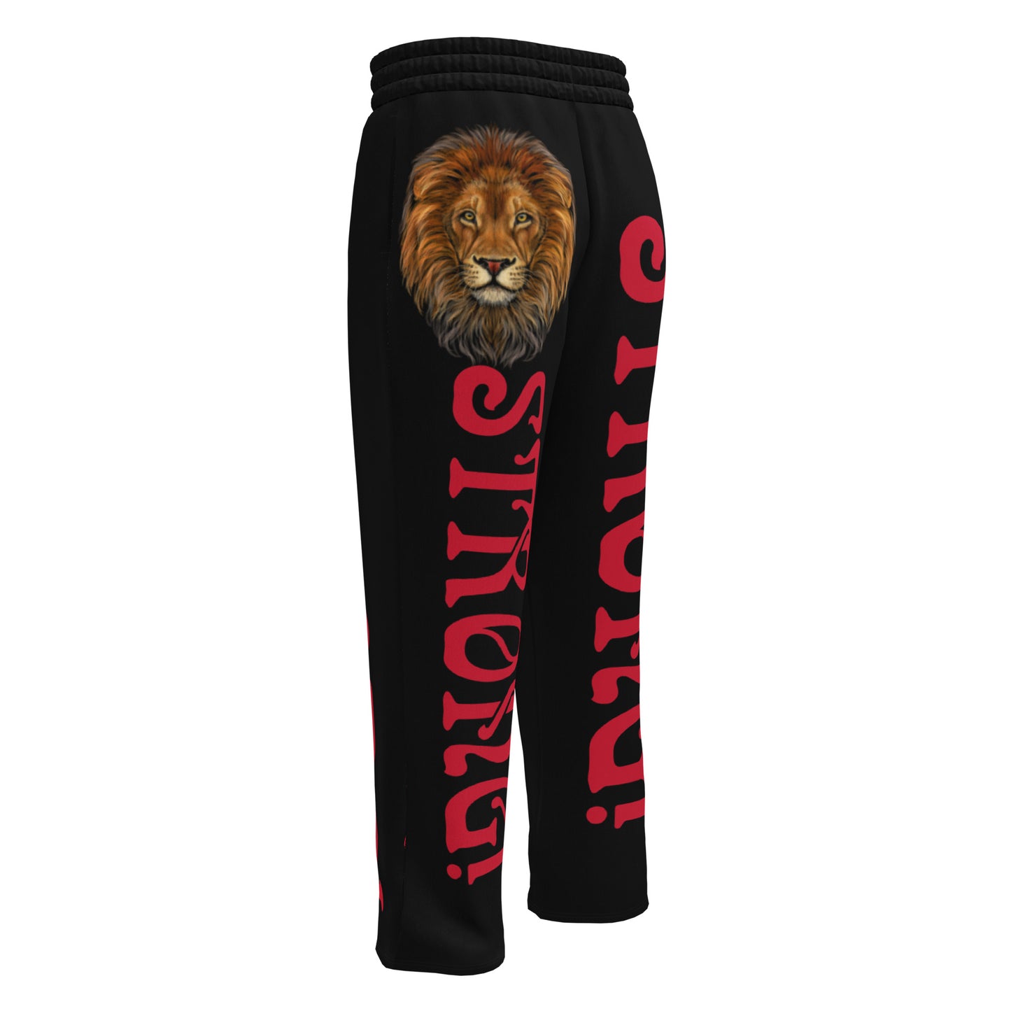 “STRONG!” Black Wide-Leg Joggers W/Red Font