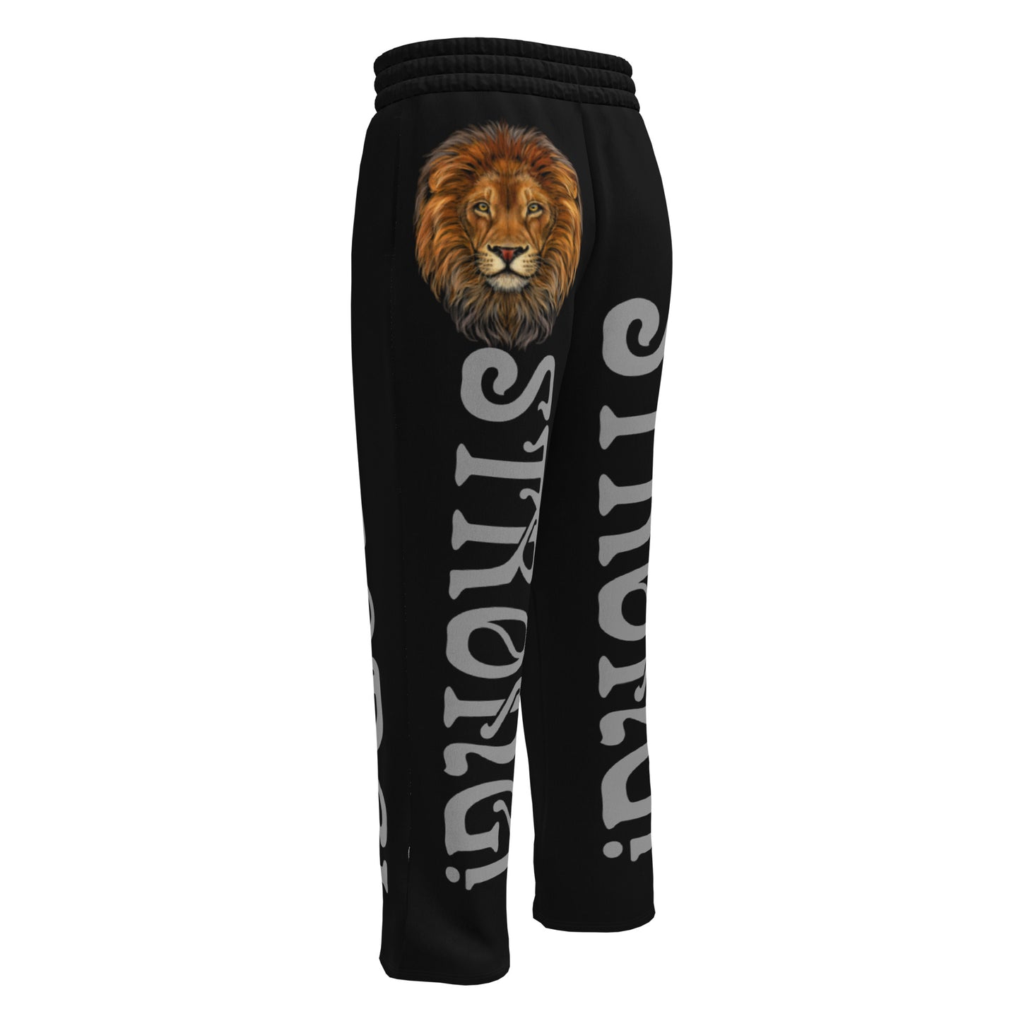 “STRONG!” Black Wide-Leg Joggers W/Grey Font