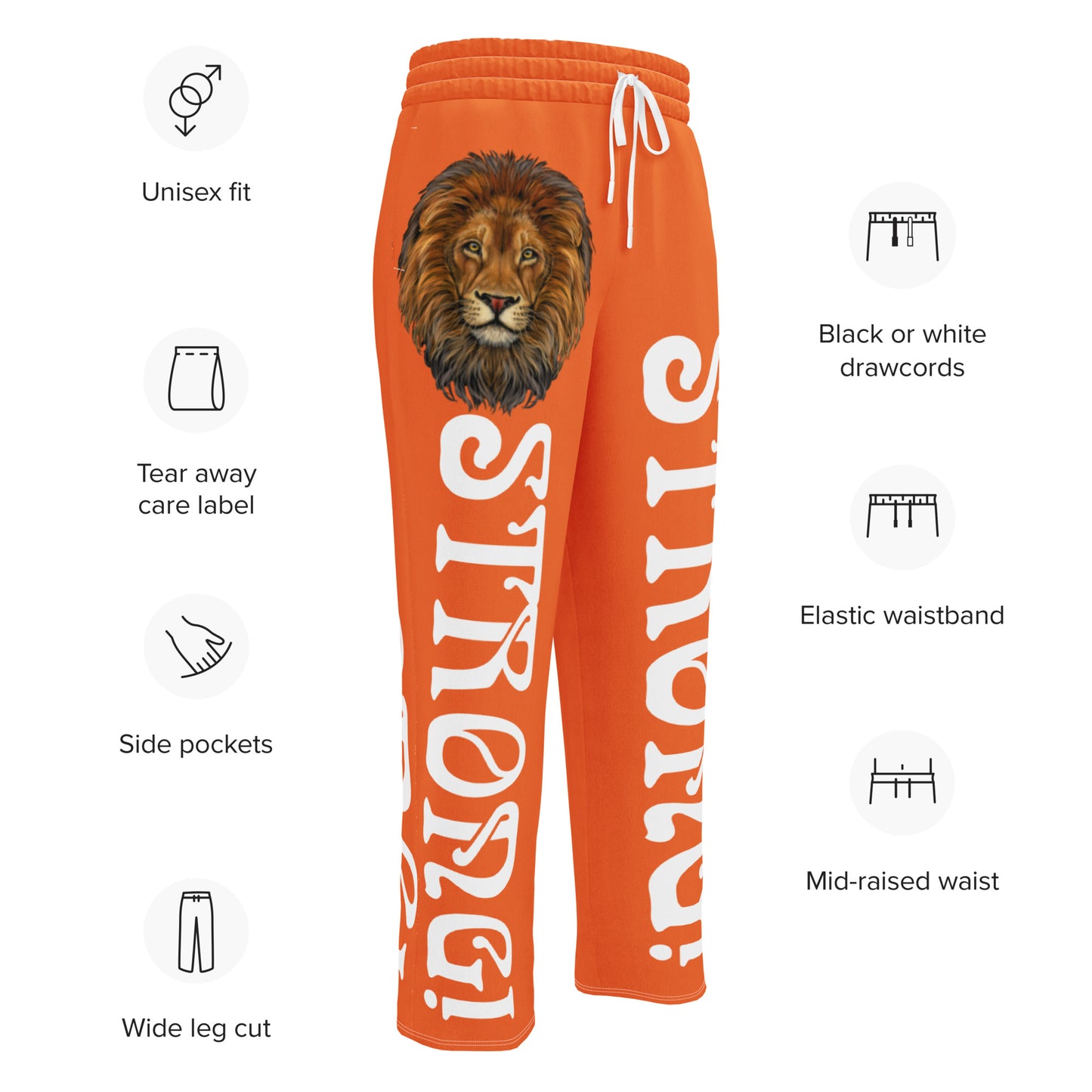 “STRONG!” Orange Wide-Leg Joggers W/White Font