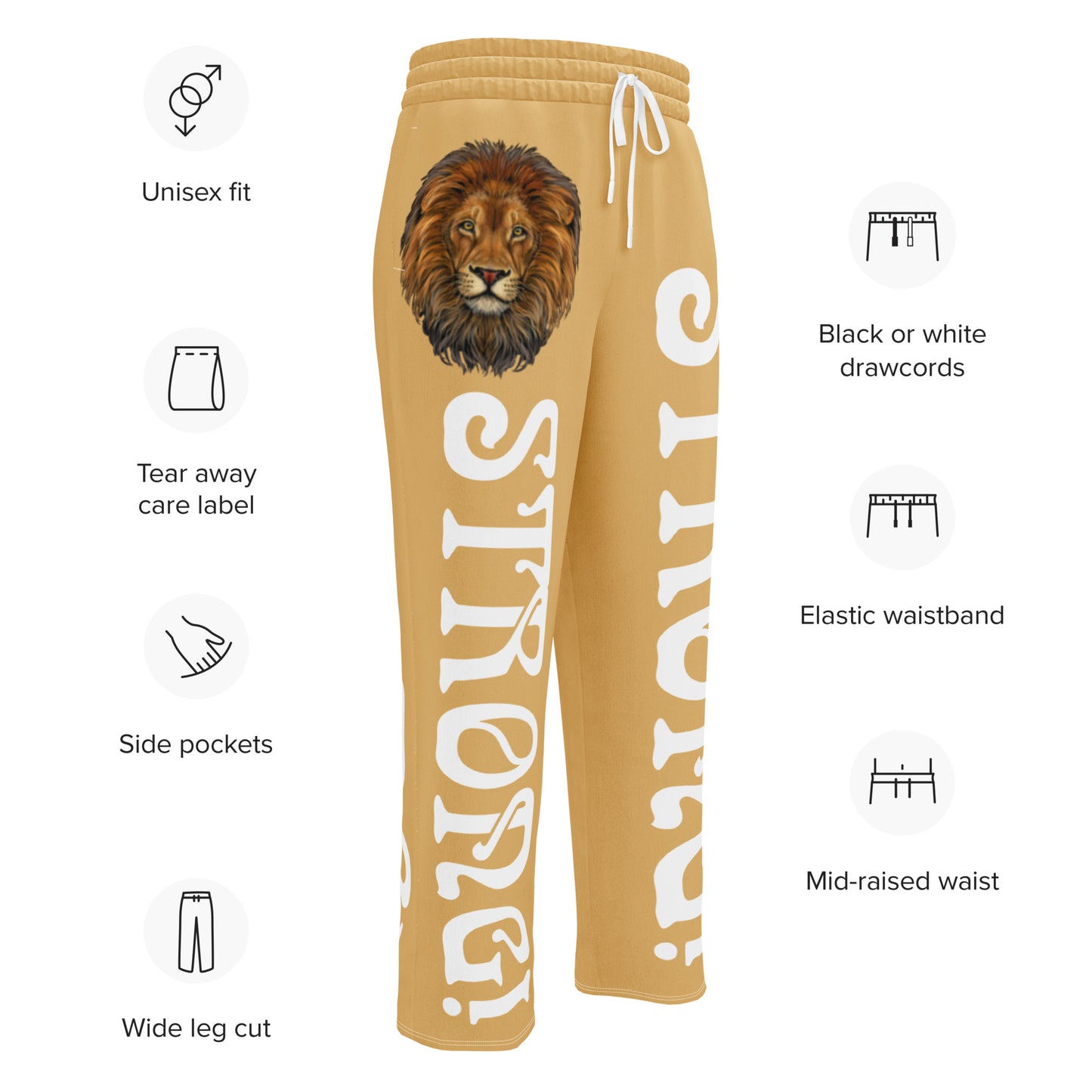 “STRONG!” Fawn Wide-Leg Joggers W/White Font