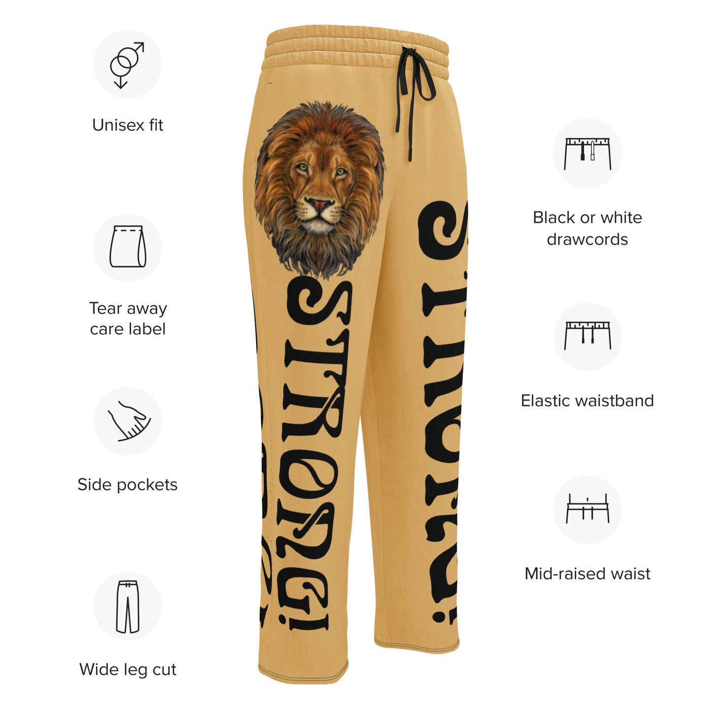 “STRONG!” Fawn Wide-Leg Joggers W/Black Font