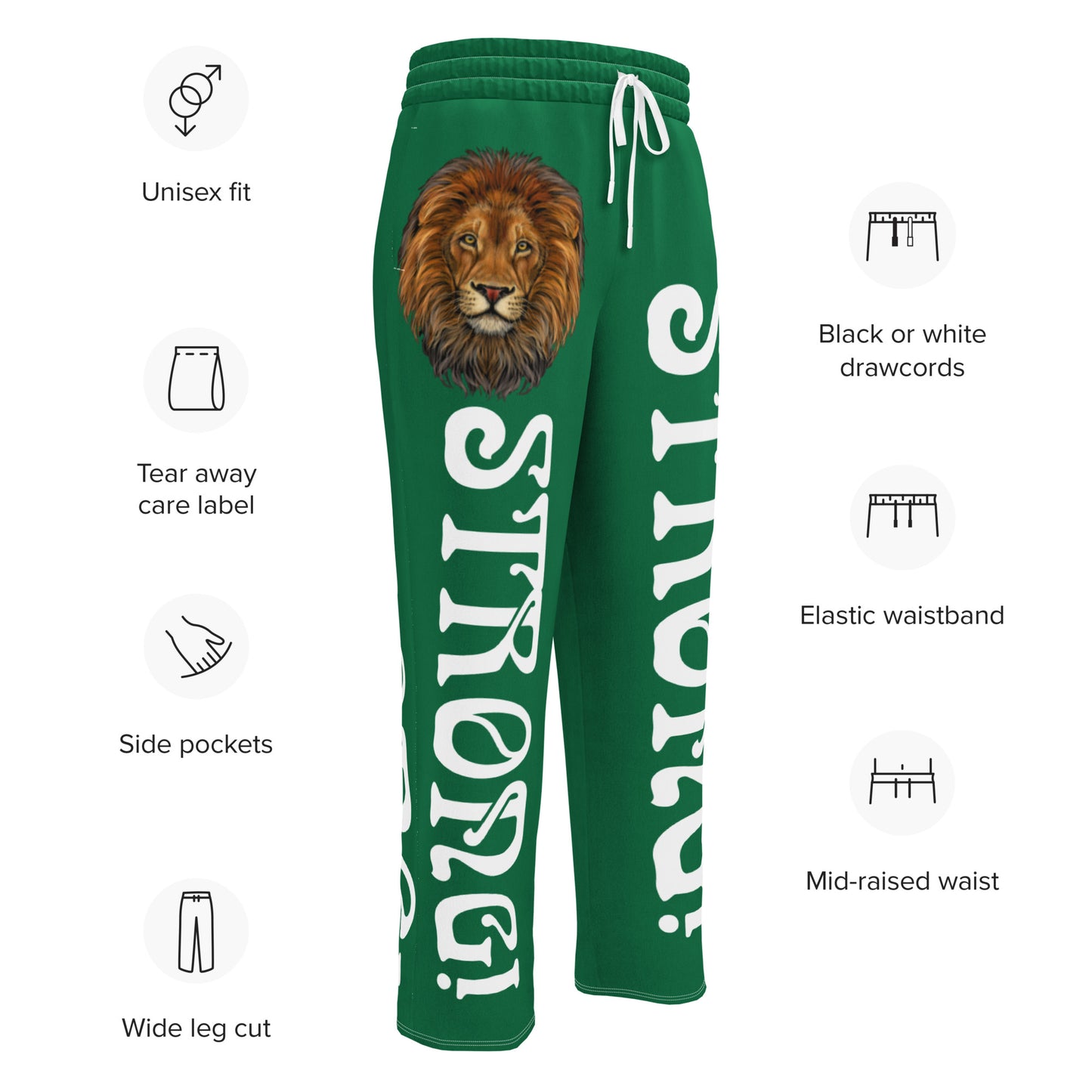 “STRONG!” Green Wide-Leg Joggers W/White Font