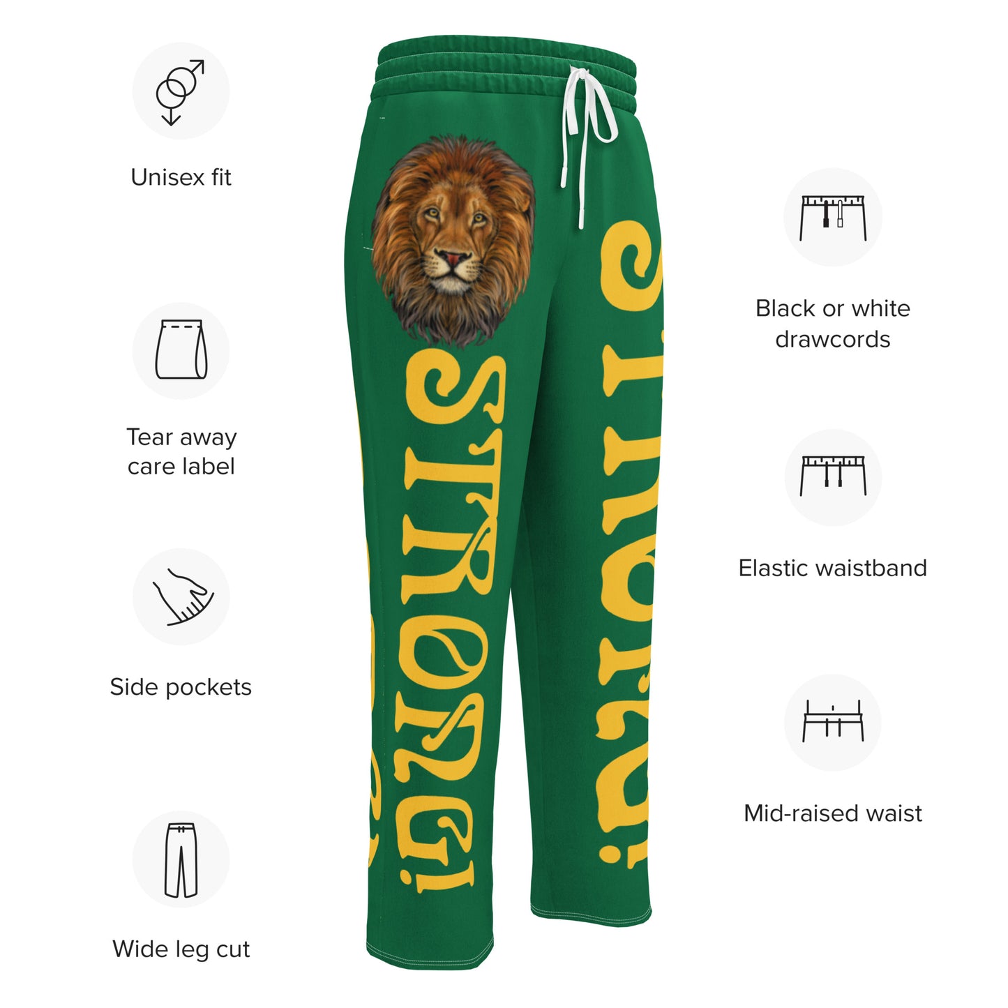 “STRONG!” Green Wide-Leg Joggers W/Yellow Font