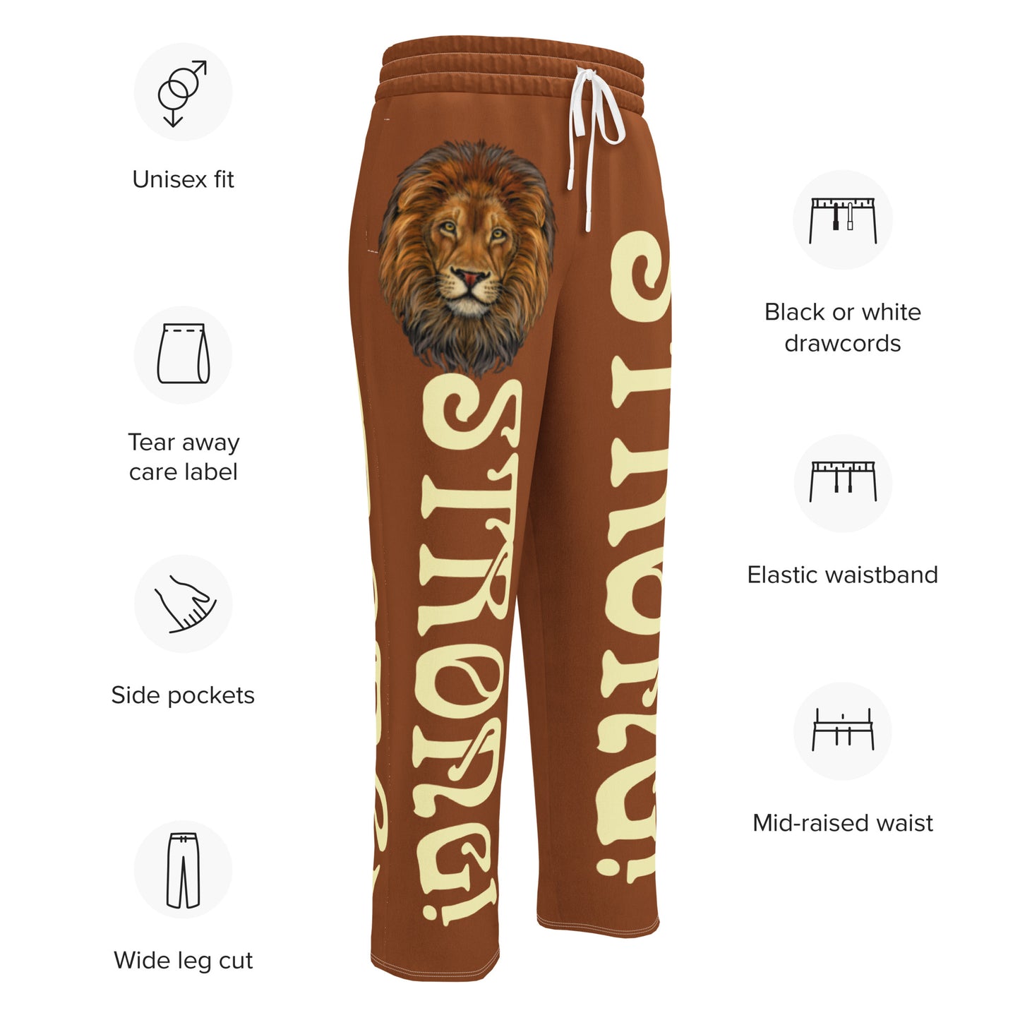 “STRONG!” Brown Wide-Leg Joggers W/Banana Font