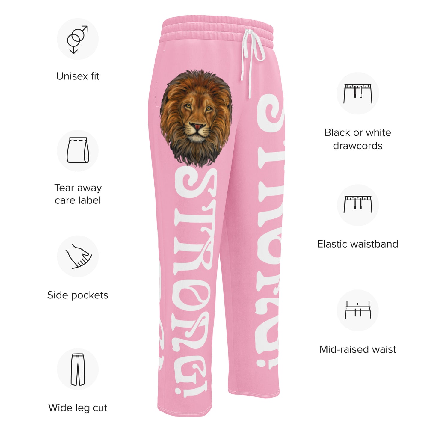 “STRONG!” Cotton Candy Wide-Leg Joggers W/White Font