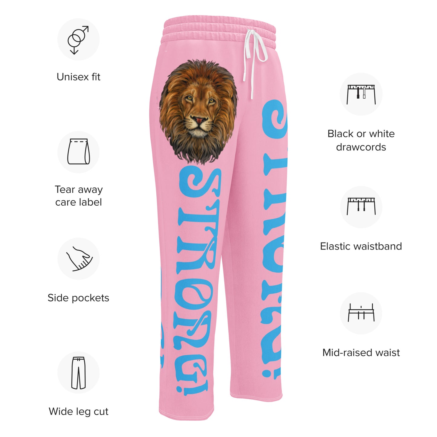 “STRONG!” Cotton Candy Wide-Leg Joggers W/SkyBlue Font