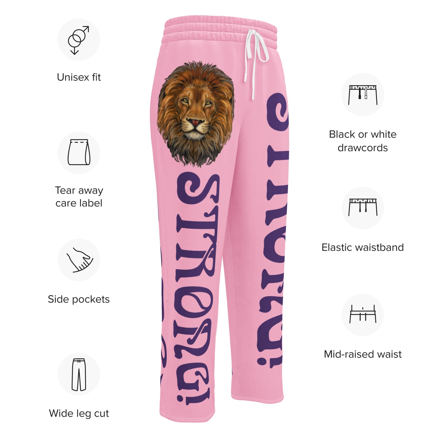 “STRONG!” Cotton Candy Wide-Leg Joggers W/Purple Font