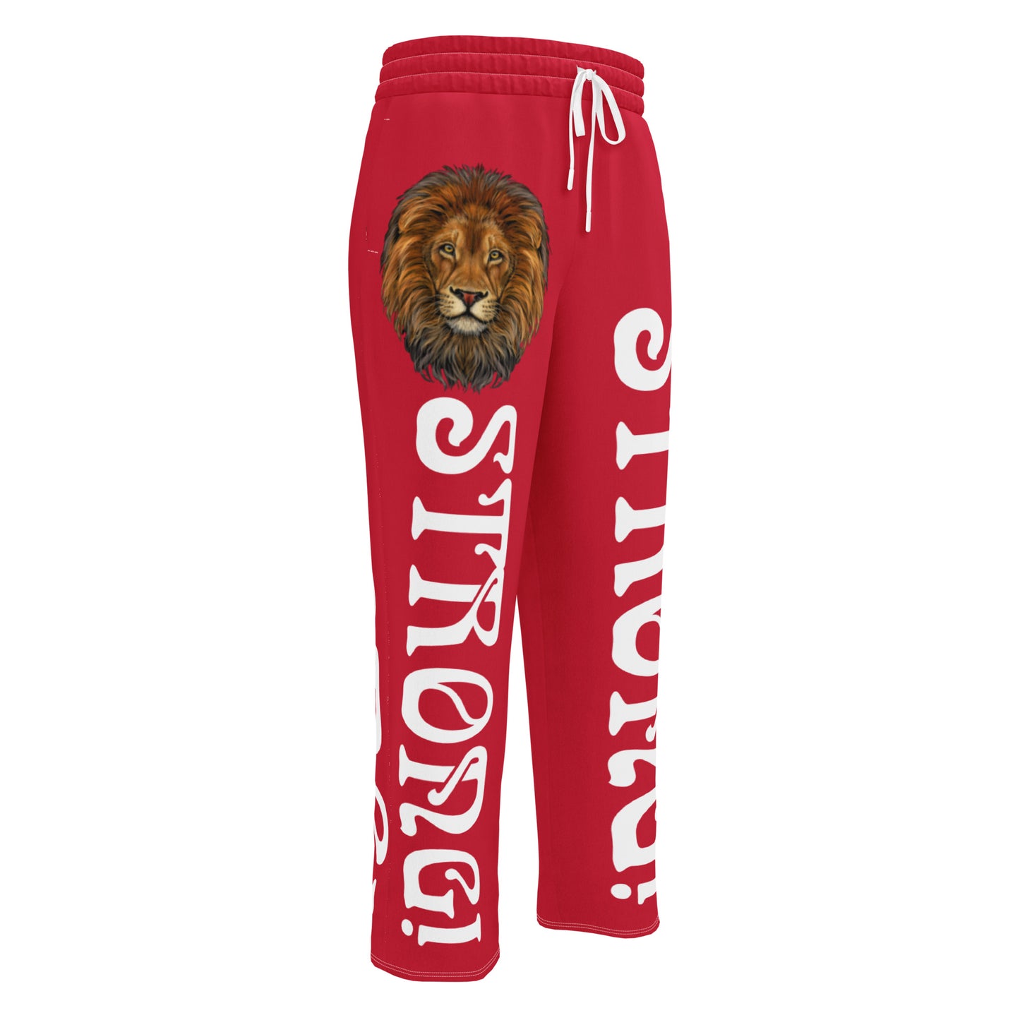 “STRONG!” Red Wide-Leg Joggers W/White Font