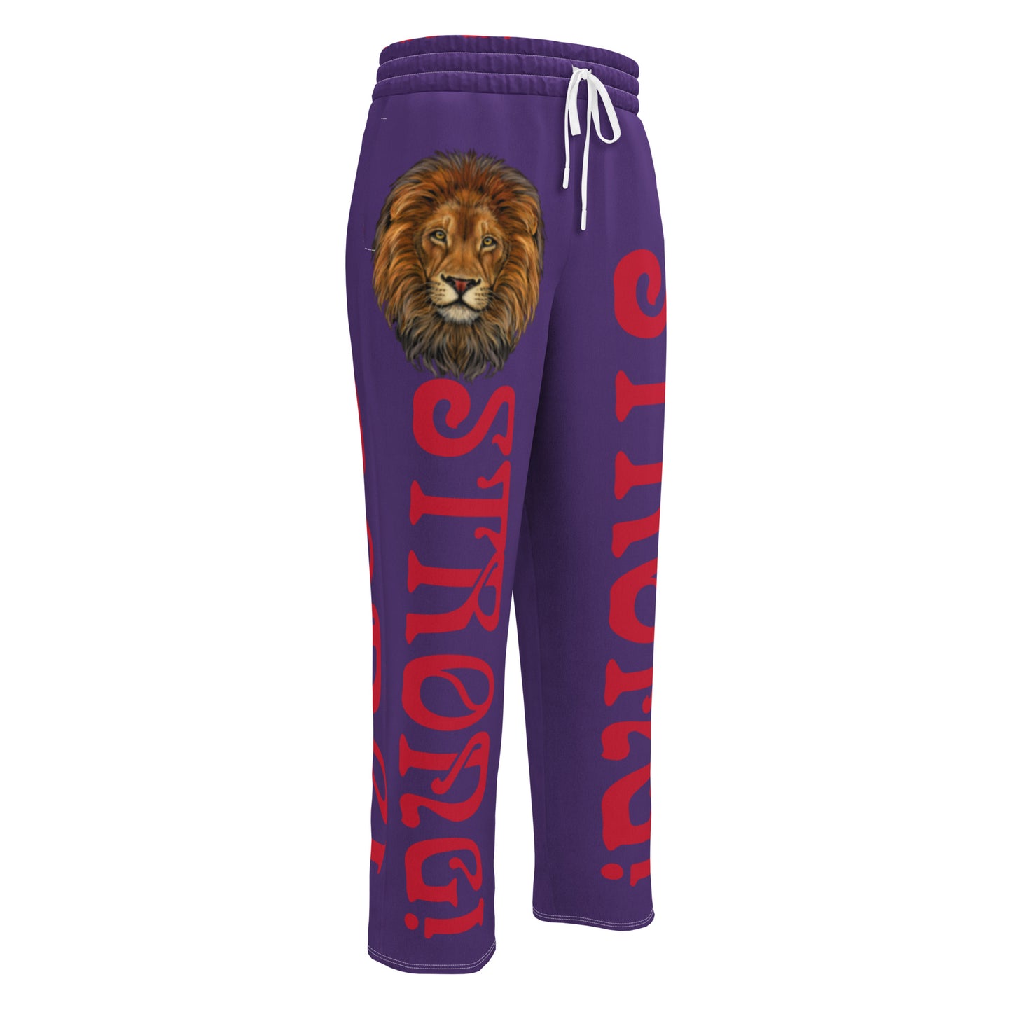 “STRONG!” Purple Wide-Leg Joggers W/Red Font
