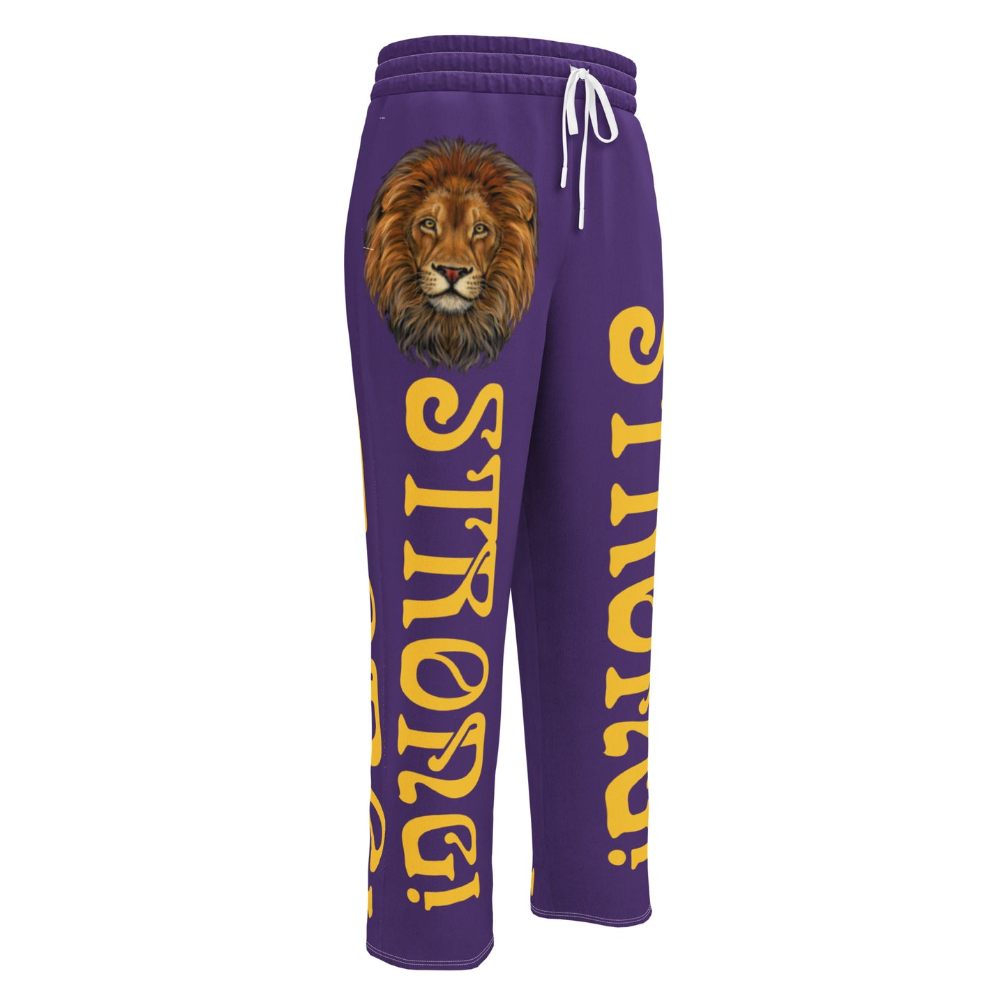 “STRONG!” Purple Wide-Leg Joggers W/Yellow Font