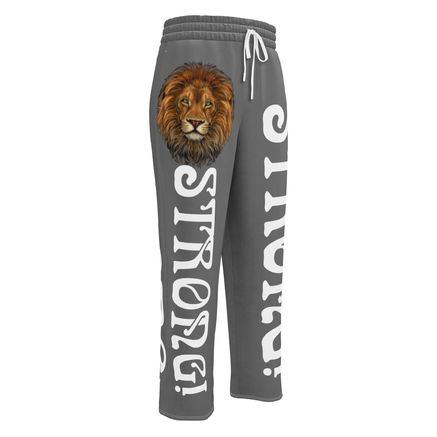 “STRONG”Grey Wide-Leg Joggers W/White Font