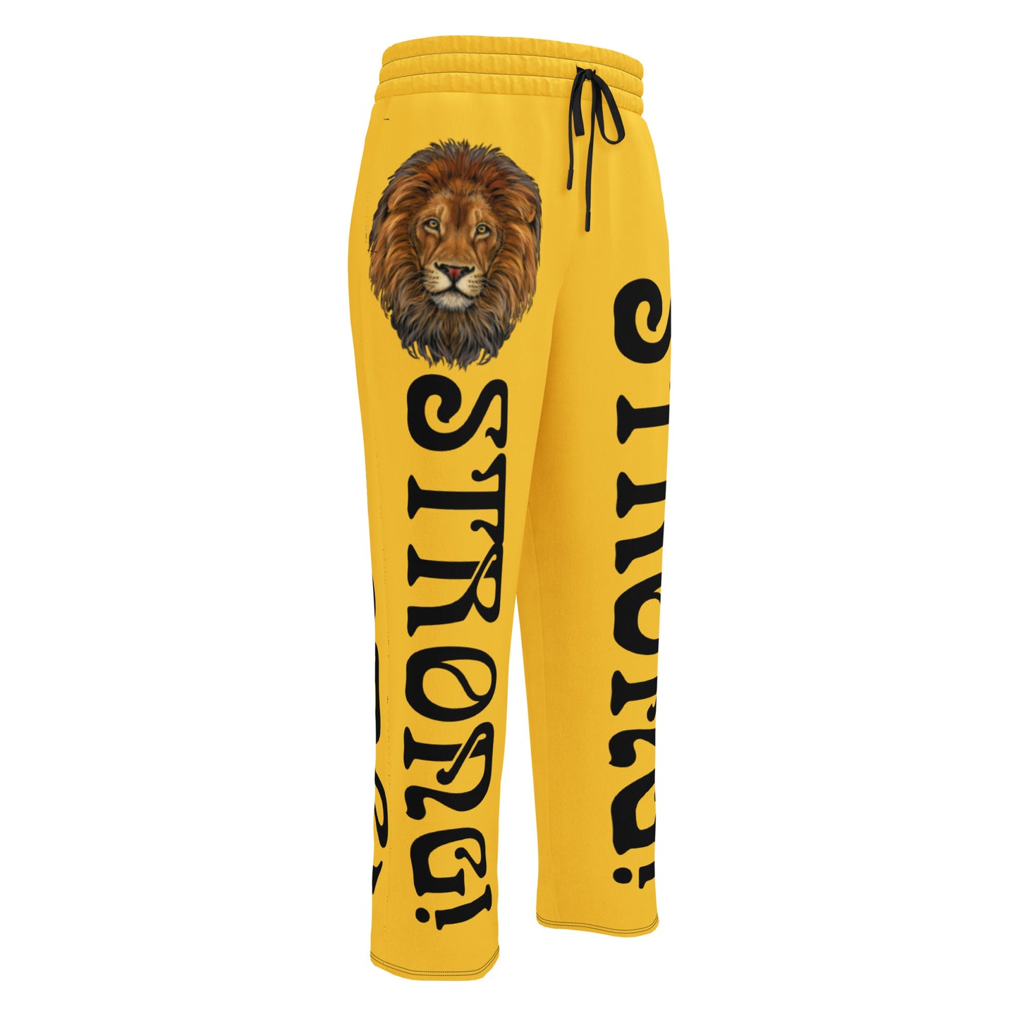 “STRONG!” Yellow Wide-Leg Joggers W/Black Font