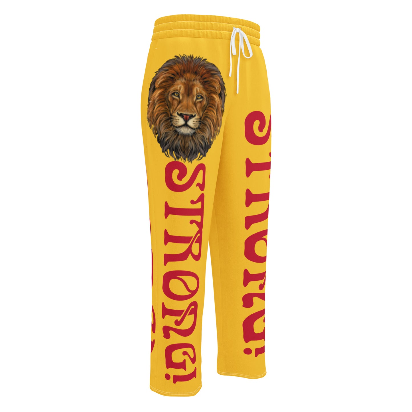 “STRONG!”Yellow Wide-Leg Joggers W/Red Font