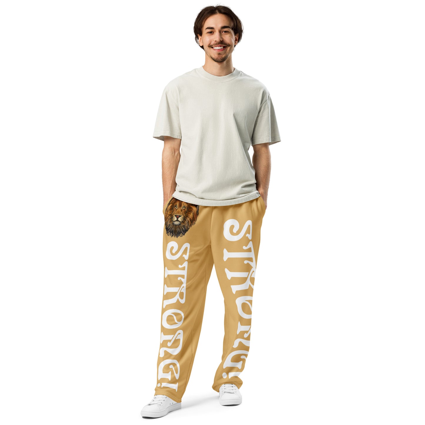 “STRONG!” Fawn Wide-Leg Joggers W/White Font