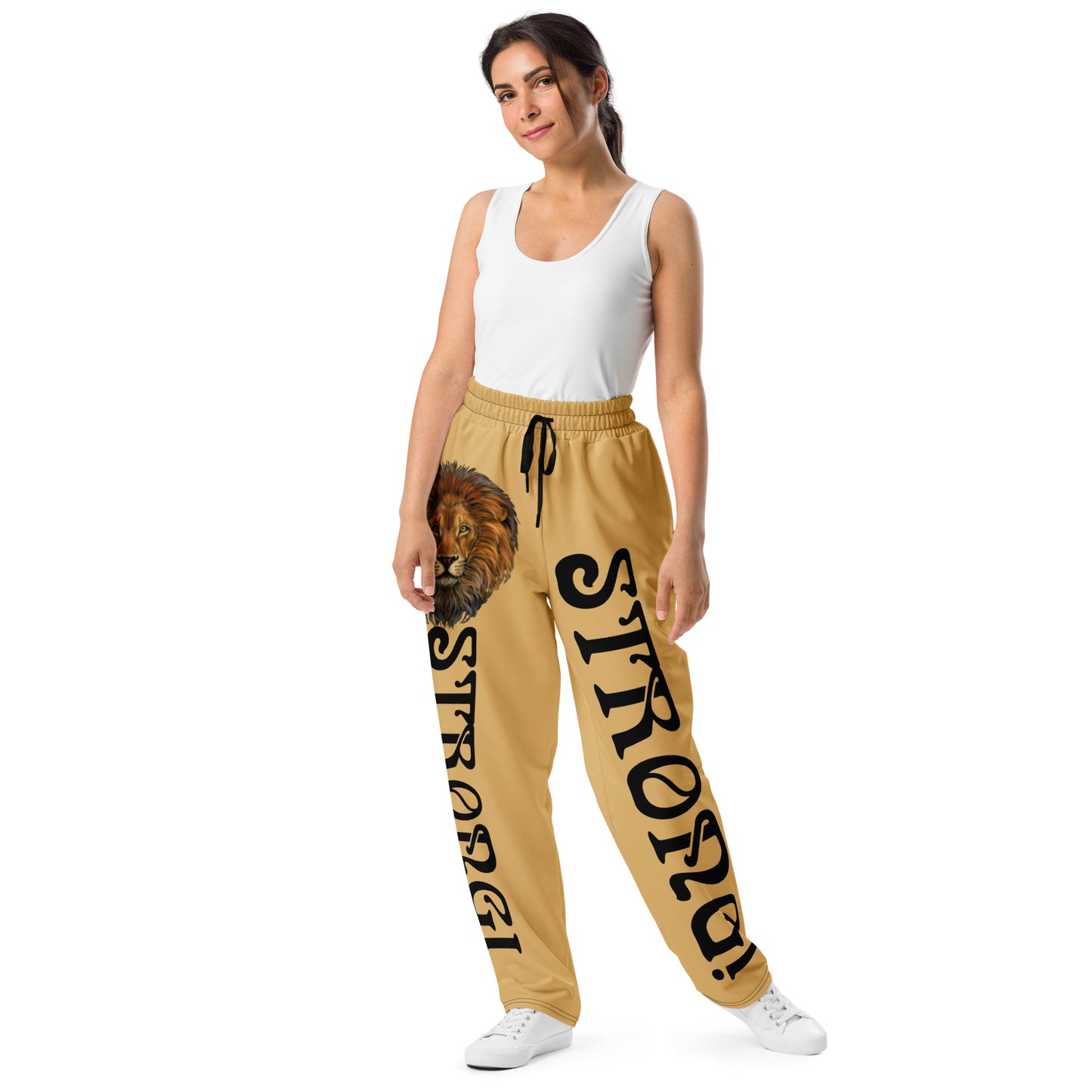 “STRONG!” Fawn Wide-Leg Joggers W/Black Font