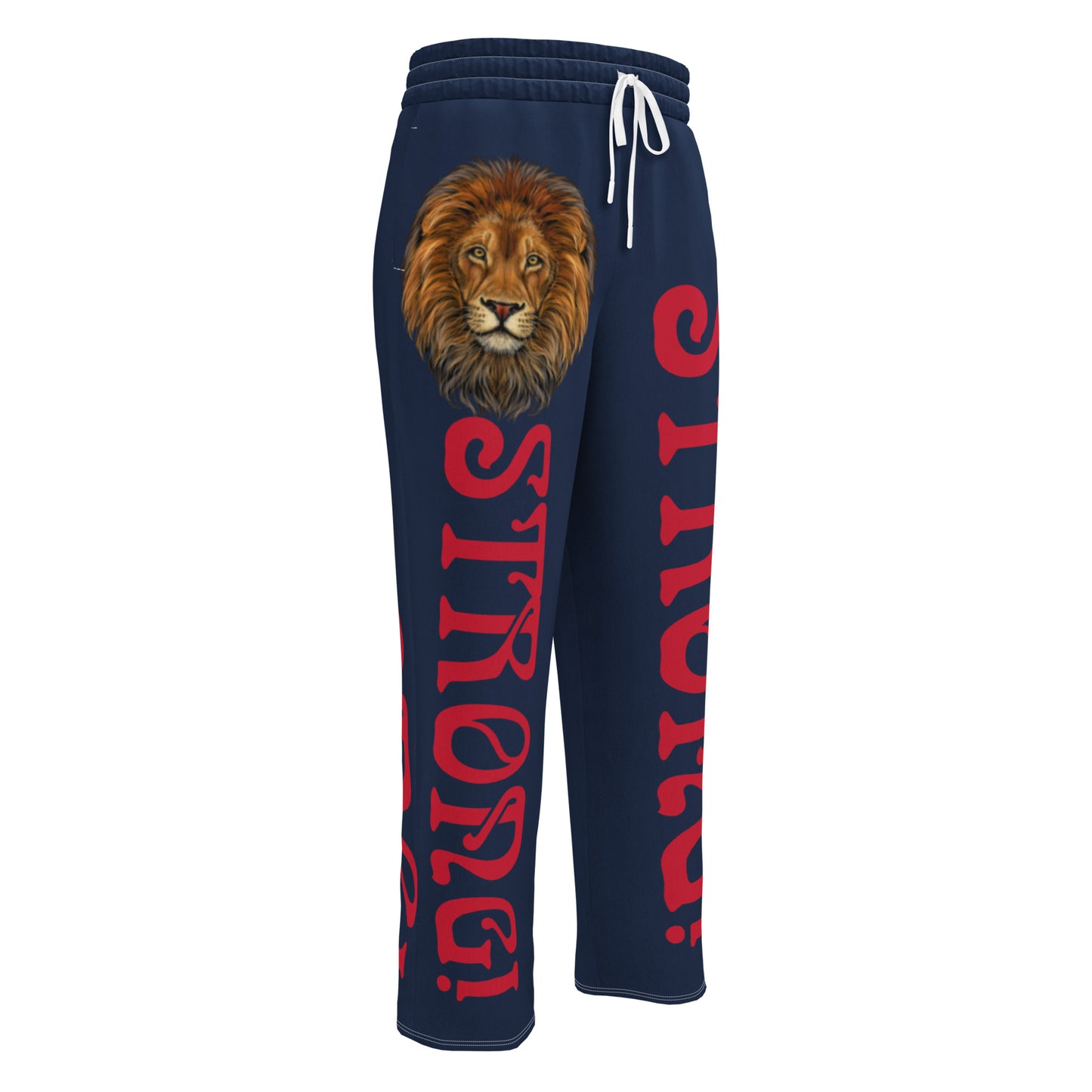 “STRONG!” Navy Wide-Leg Joggers W/Red Font