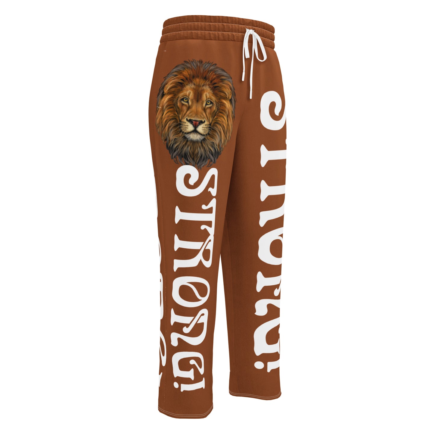 “STRONG!” Brown Wide-Leg Joggers W/White Font