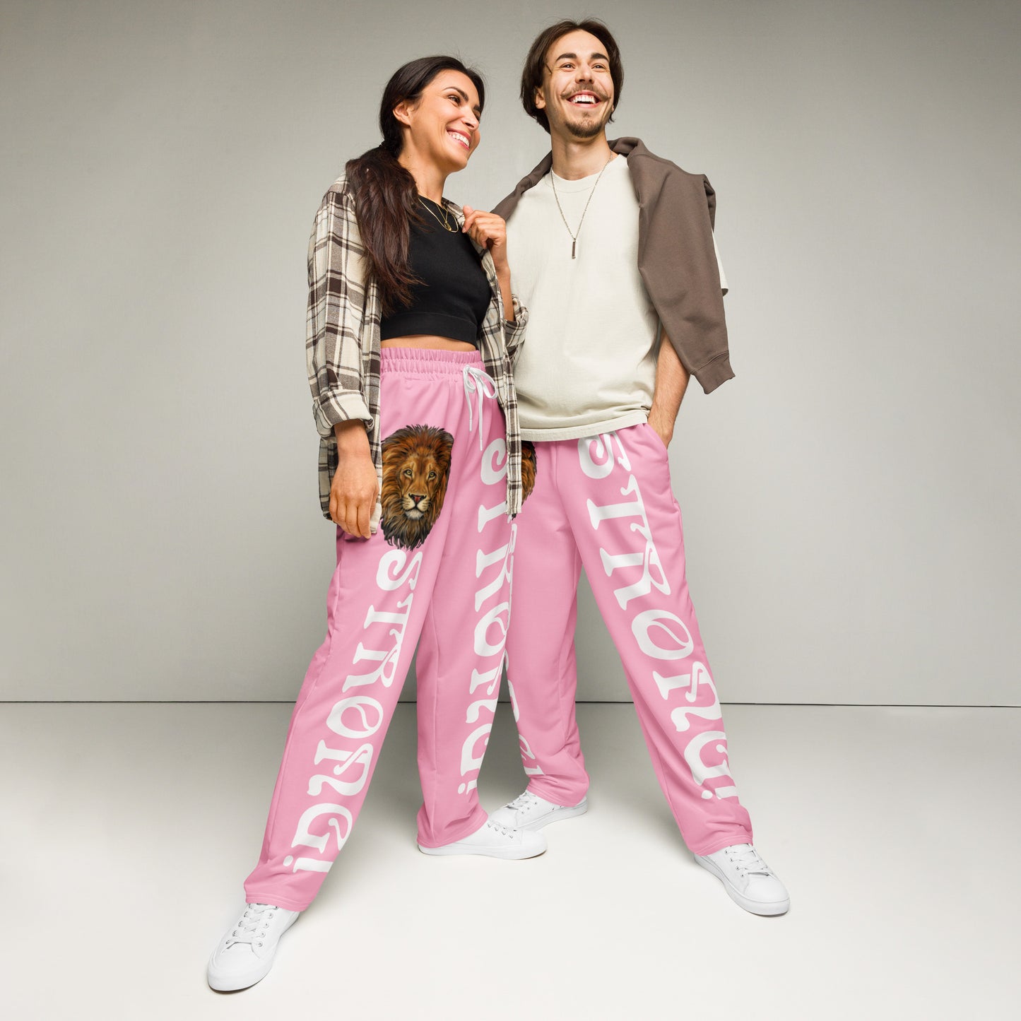 “STRONG!” Cotton Candy Wide-Leg Joggers W/White Font