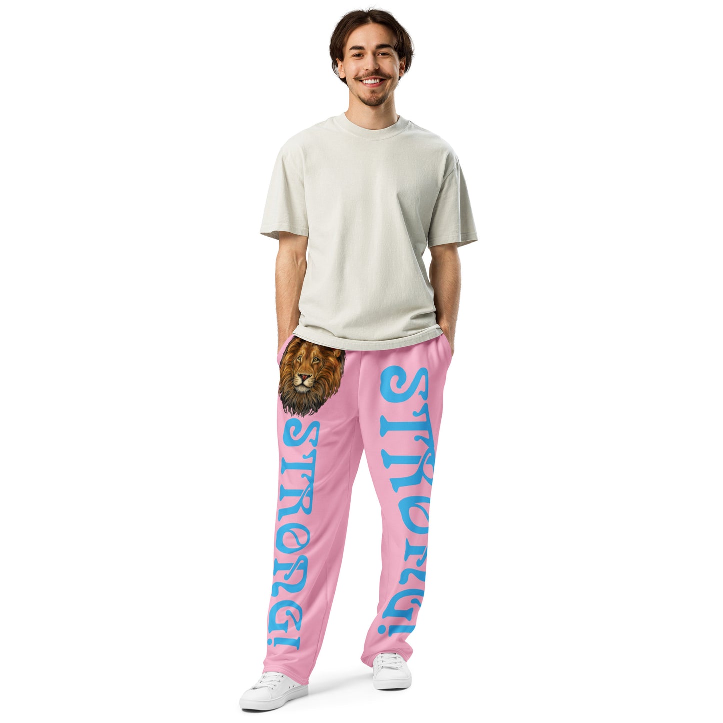 “STRONG!” Cotton Candy Wide-Leg Joggers W/SkyBlue Font
