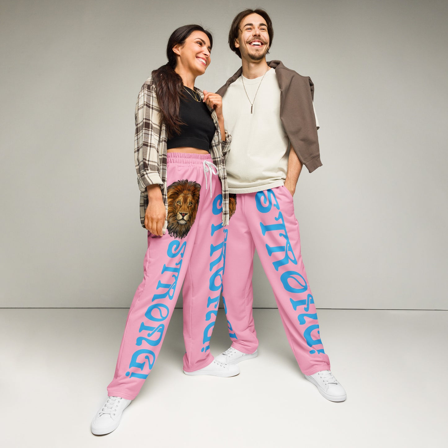 “STRONG!” Cotton Candy Wide-Leg Joggers W/SkyBlue Font